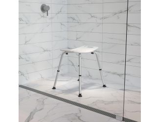 Tool-Free 300 Lb. Capacity, Adjustable White Bath & Shower Chair w/Non-slip Feet