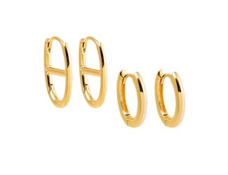 Solid Oval Huggie Earring Combo Set