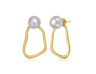 Delphine Golden Light Pearl Earrings Size 0.39"