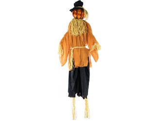 Life-Size Animatronic Pumpkin Scarecrow with Lights and Sound, Indoor or Covered Outdoor Halloween D
