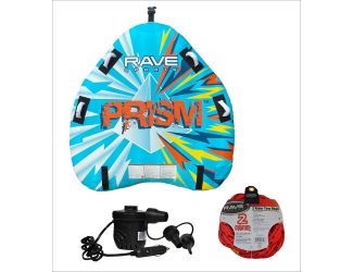 RAVE Sports - Prism Towable, 1-Section 2-Rider Tow Rope, & High Pressure DC12V Electric Pump