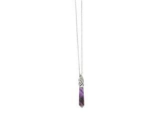 Amethyst Quartz Pointed Crystal Silver Necklace
