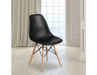 Black Plastic Chair with Wooden Legs - Hospitality Seating - Side Chair