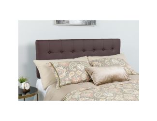 Button Tufted Upholstered Full Size Headboard in Brown Vinyl