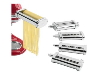 5-PC. Pasta Deluxe Set for KitchenAid Stand Mixers - Pasta Roller w/ Cutters for Spaghetti, Fettucci