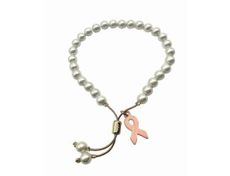 Breast Cancer Awareness Pearl Slider Bracelet