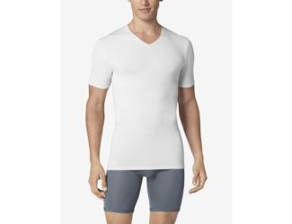 Mens High V Neck Undershirt-White-2X