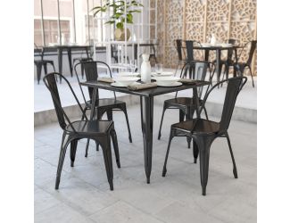 35.5" Square Black Metal Indoor-Outdoor Table - Industrial Table