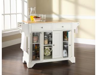LaFayette Natural Wood Top Kitchen Island (White)