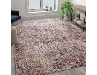 8' x 10' Multicolor Distressed Artisan Old English Style Traditional Rug