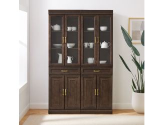 Stanton 2Pc Glass Door Kitchen Storage Pantry Cabinet Set