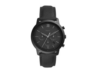 Mens Neutra Chronograph Black Leather Strap Watch Black Dial