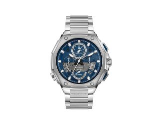 Mens Precisionist Chronograph Silver-Tone Stainless Steel Watch Blue Dial