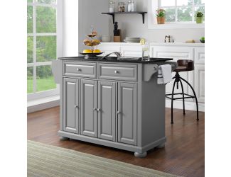 Alexandria Black Granite Top Kitchen Island In Vintage Grey