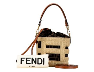 FENDI Step Out Bucket Bag Mini Canvas and Leather Zucca FF Logo