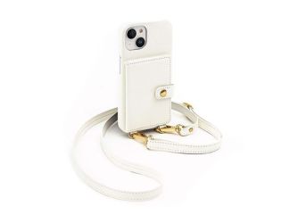Doria - Silverlake Vegan Leather Wallet Crossbody Case for Apple iPhone 14 / 13 in Pearl White