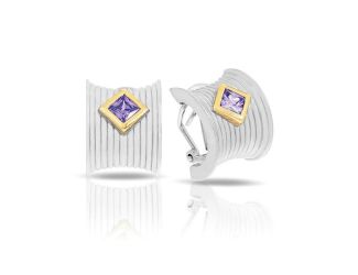 Belle Etoile Two tone Amethyst studded Valore Earrings - 925 Sterling Silver.