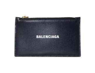Balenciaga Cash Navy Leather Large Coin Card Holder Wallet