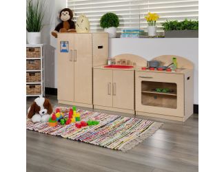 Children's Wooden Kitchen Set-Stove/Sink/Refrigerator for Commercial or Home Use