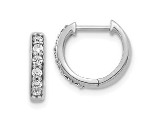 14K White Gold Lab Grown Diamond Hinged Hoop Earrings, .27ctw