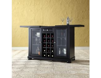 Alexandria Sliding Top Bar Cabinet in Black Finish