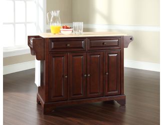 LaFayette Natural Wood Top Kitchen Island in Vintage Mahogany Finish