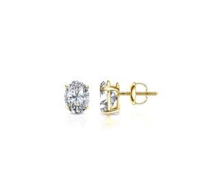 Bright White Pristine Oval Lab Grown Diamond Screwback Stud in 14K Yellow Gold 0.45ct, GH, VS