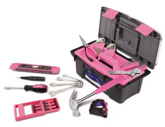 53 Piece Household Tool Kit with Tool Box - Pink