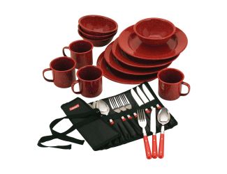 24pc Enamelware Dish Set and Flatware
