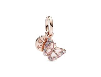 Pink Butterfly & Quote Double Dangle Charm