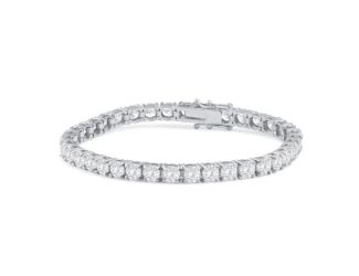 Bright White Privilege Round Lab Grown Diamond Tennis Bracelet in 14K White Gold 14.00ct,EF,VS1 VS2
