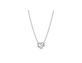 Infinity heart necklace with clear cubic zirconia Size Sterling Silver