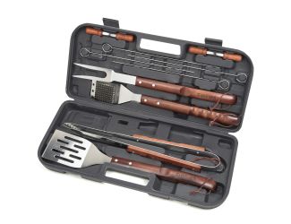 13 Piece Wooden Handle Grilling Set