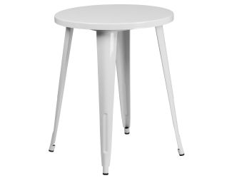 24" Round White Metal Indoor-Outdoor Table - Restaurant Furniture - Caf Table