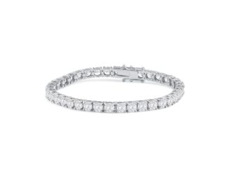 Bright White Privilege Round Lab Grown Diamond Tennis Bracelet in 14K White Gold 12.00ct,EF,VS1 VS2
