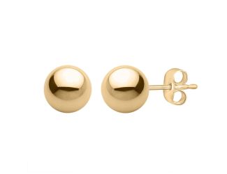 PARIKHS Yellow Gold Plated Silver Ball Earrings High Polished 6MM in 925 Sterling Silver with backs