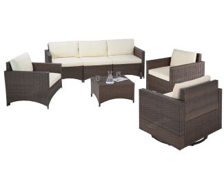 Studio Shine - 3-Seater Sofa, Armchair, 2 Swivel Chairs & Coffee Table