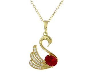 PARIKHS Gold Plated Swan Necklace with CZ in 925 Sterling Silver