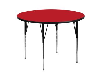 48" Round Red HP Laminate Activity Table - Standard Height Adjustable Legs