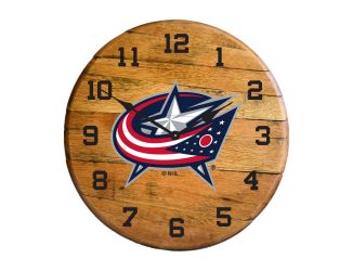 Columbus Blue Jackets Oak Barrel Clock