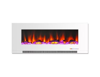 50-In. Wall Mounted Electric Fireplace Heater with Remote Control, Multicolor Flames, and Driftwood