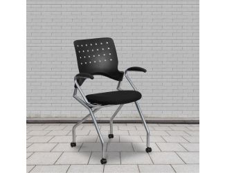 Galaxy Mobile Nesting Chair with Curved Back and Black Fabric Seat with Arms