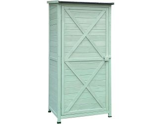 Outdoor Wooden Storage Shed with Shelves in Green 1.7 Ft. W x 2.25 Ft. D x 4.7 Ft. H