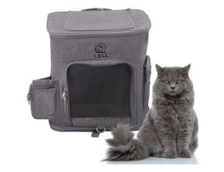 Pet Backpack for 22 Lbs. Dogs and Cats with Suitcase Strap and Storage Pockets, Gray