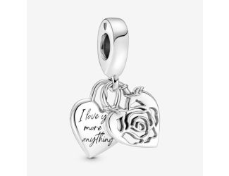 Rose Heart Padlock Dangle Charm