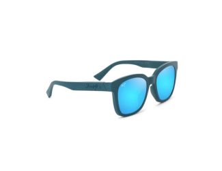 Honua Asian Fit Polarized Sunglasses Matte Petrol Blue Frame Blue Hawaii Lens