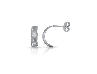 PARIKHS Rhodium Plated DC Border Semi Hoop Earrings in 925 Sterling Silver