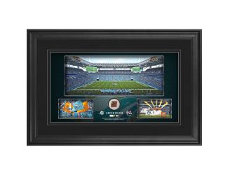 10" x 18" Stadium Panoramic Framed Collage w/Game-Used Football - Miami Dolphins