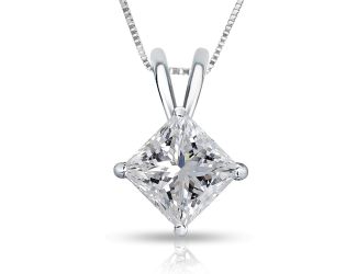 Bright White Pinnacle Princess cut Lab Grown Diamond Pendant in 14K Yellow Gold 0.45ct,GH,VVS