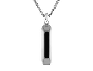 Marine Star, Black Onyx/Stainless Steel Amulet Pendant, 24"-26"